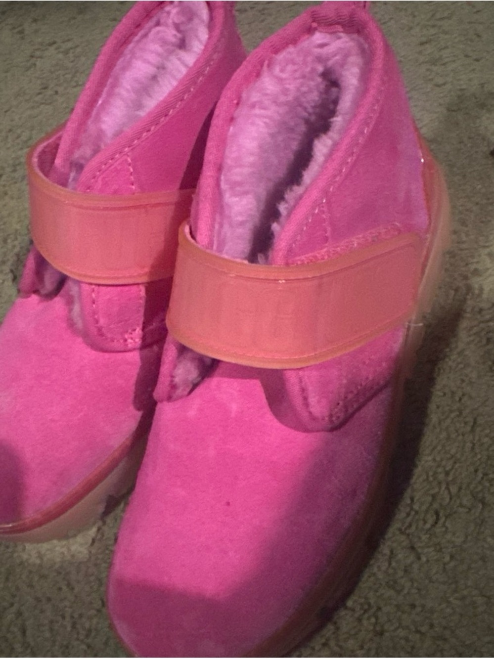 UGG Pink Suede Ankle Boots with Plush Lining